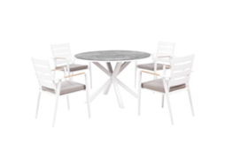 Conjunto De Refeição De Jardim Com Cadeiras Beliani Maletto/taviano De Alumínio Cinzento 120x120x75