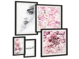 Conjunto De Pinturas Retrato Floral Sobre A Casa Espelharte (5 Peças)