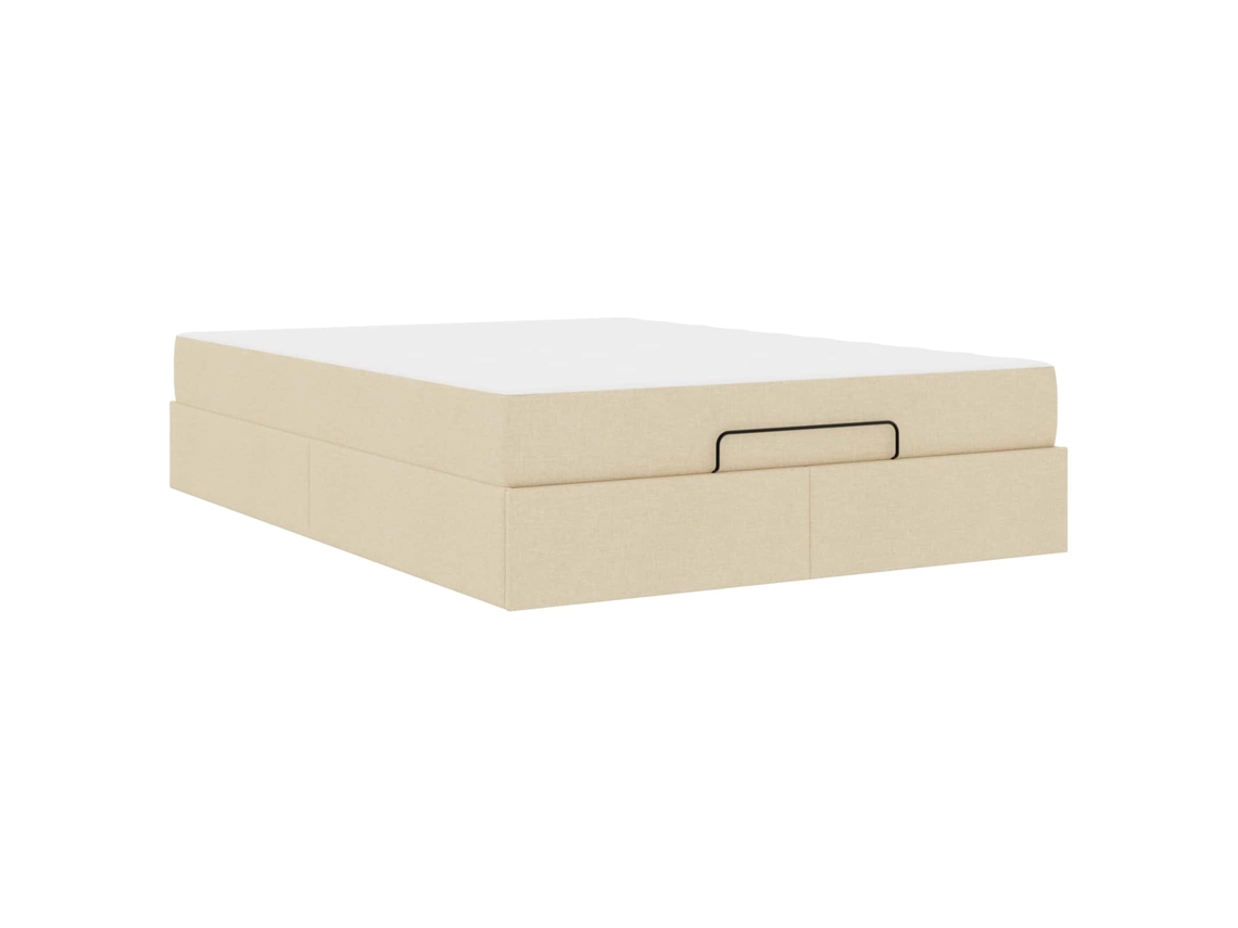 SYFAX™ Estrutura de Cama com Colchão 2 Pcs Creme Tecido