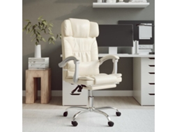 Vidaxl Cadeira De Escritório Reclinável Couro Artificial Cor Creme