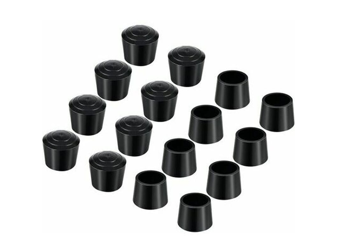 16 Tampas Protetoras Para Cadeira De Borracha, Protetoras De Pernas De Cadeira, Diâmetro Interno 7/8 Polegadas / 22 Mm, Preto