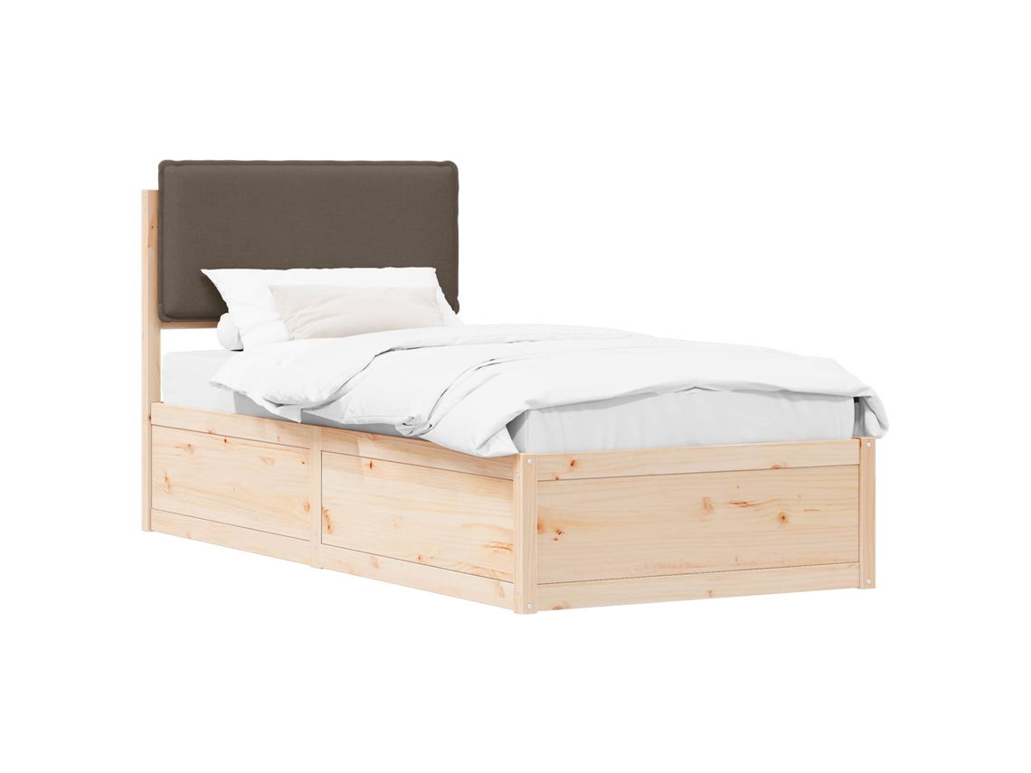 Estrutura de Cama com Cabeceira Estofada em Cinzento Acastanhado MAISON EXCLUSIVE