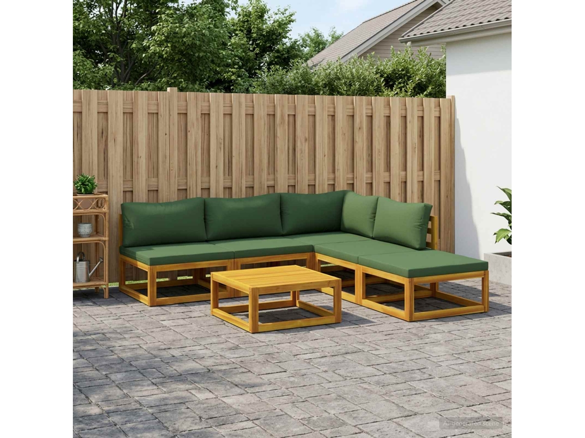 Vidaxl Conjunto De Sofás 6 Unid. Natural Madeira Sólida De Acácia