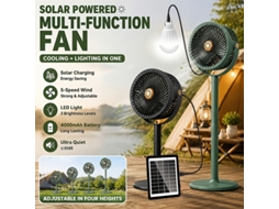 Ventilador De Camping Recarregável Com Energia Solar, Ventilador De Mesa E De Chão Com Função De Power Bank Para Uso Em Motorhome