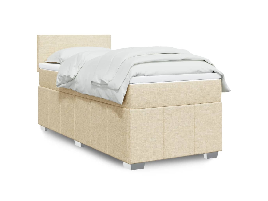 Vidaxl Cama Com Molas/colchão 90x190 Cm Tecido Cor Creme