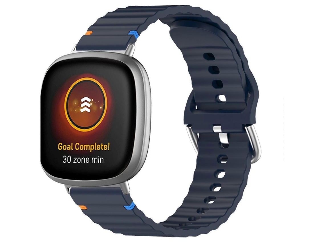 Pulseira De Silicone Com Textura Ondulada E Costurada Para Fitbit Versa 3 / 4 / Sense 2