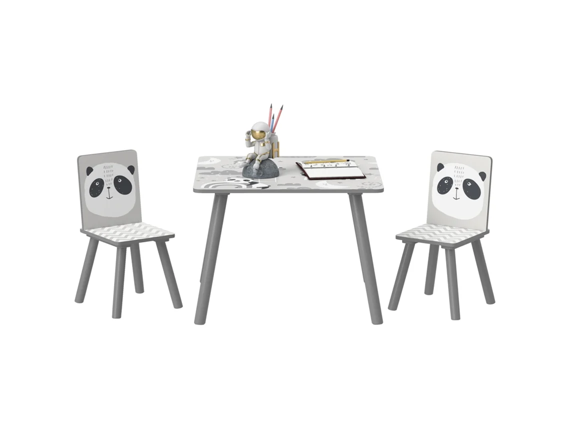 Conjunto de Mesa e Cadeiras para Crianças, 3 Peças, Mesa Infantil, 2 Cadeiras, Cinza BTFORUS