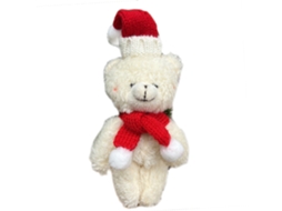 Boneca Urso Natalino Com Cachecol Vermelho Aprox 16cm