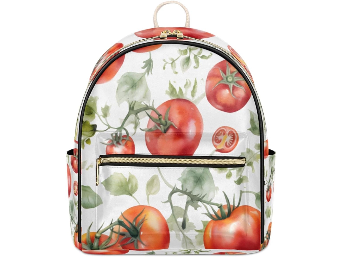 Mochila Tropicallife em Couro com Estampa de Tomate para Meninas Estampas Pe Impermeável Estampa de Tomate Pa S/MARCA
