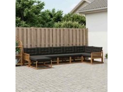 Vidaxl Conjunto De Sofás Para Exterior 7 Unid. Natural E Preto