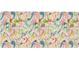Mousepad Grande para Computador com Tema Retrô Musical e Notas Musicais Mixar, Base de Borracha Antiderrapante