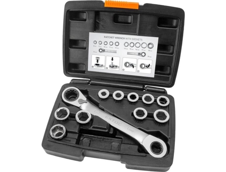 Chave De Catraca Premium, Chave De Catraca E Insertos, Conjunto de 11, 8 19mm, Crv, 8816101 Extol