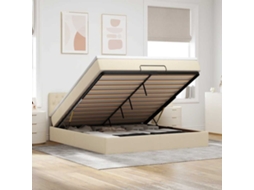 Vidaxl Cama Otomana Com Colchão Leds 180x200cm Tecido Creme