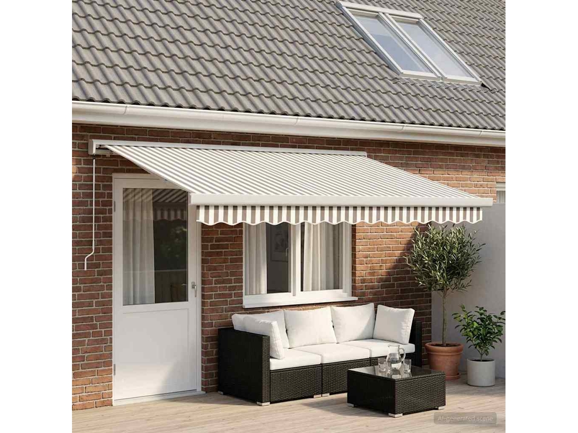Vidaxl Toldo Retrátil Cinza Claro E Branco 450 × 300 Cm