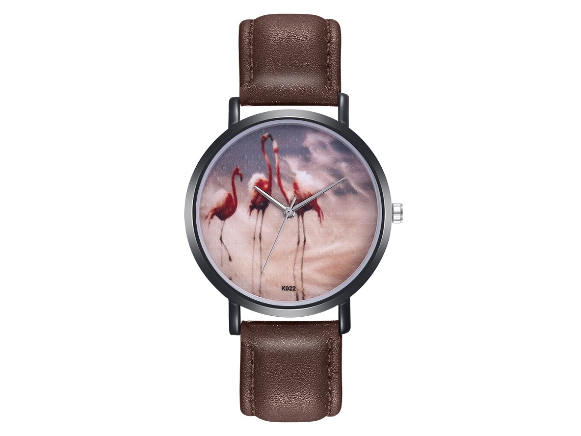 Relógio de quartzo simples e moderno com pulseira de couro PU (marrom)