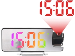 Despertador com Projetor, Tela Led Espelhada e Temperatura BRILVIBERA