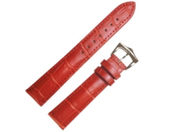 Pulseira de couro genuíno para relógio com fivela de pino (vermelha)