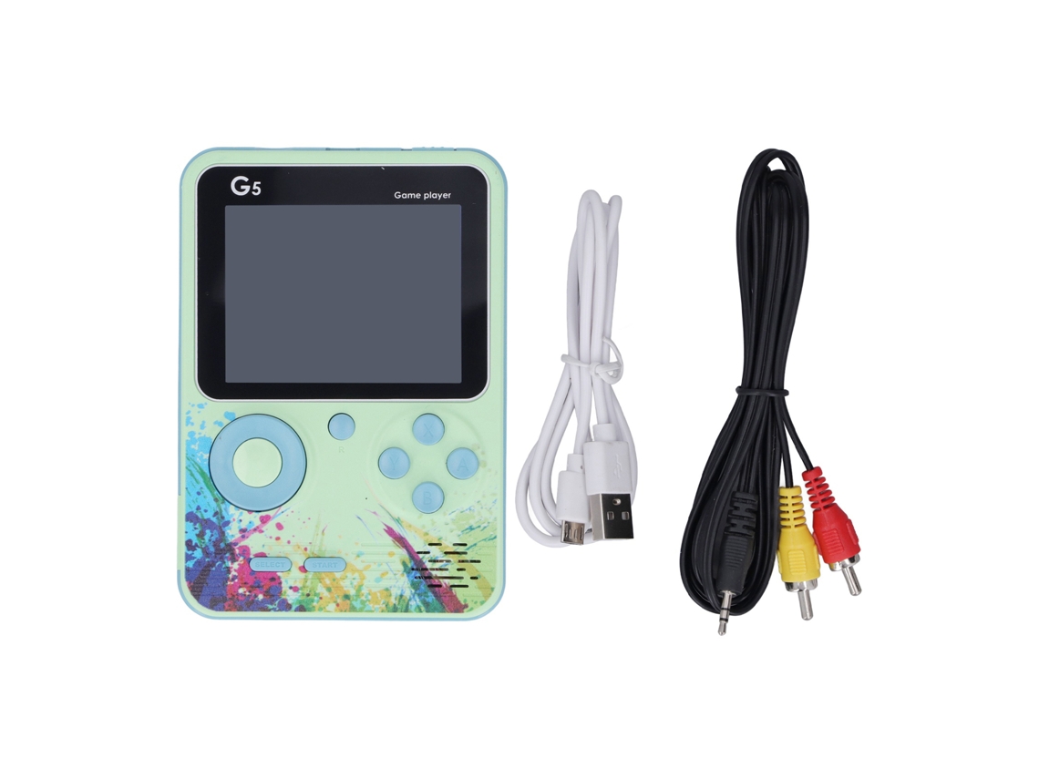 Ats consola Portátil de Jogos de 3,0 Polegadas com Tela Lcd Colorida Retrô, Saída Hd, Múltiplos Jogos e Cabo Av Verde