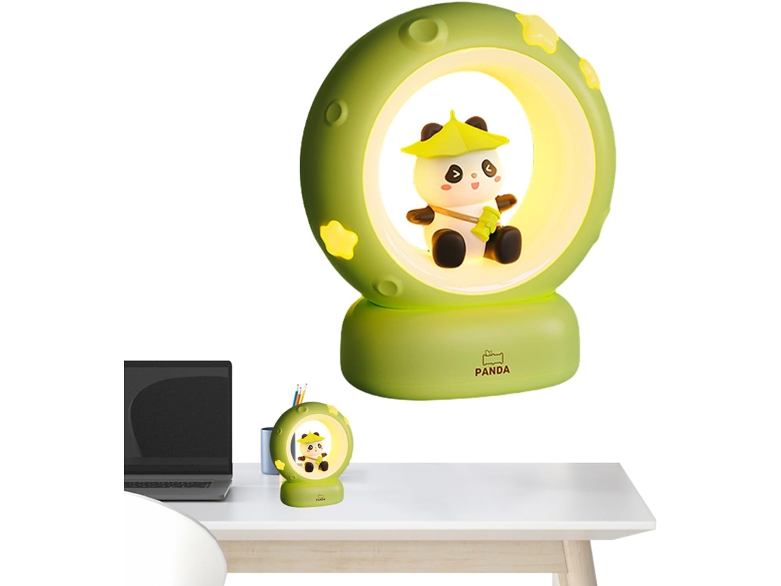 Abajur Infantil Em Formato De Panda E Lua.