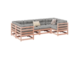 Vidaxl 6 Pcs Conjunto De Sofás Jardim Madeira Abeto-de-douglas