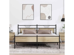 Cama De Casalcama De Adultoestrutura De Cama Sem Colchão 193x203cm Metal Carvalho Sonoma Wsd21416