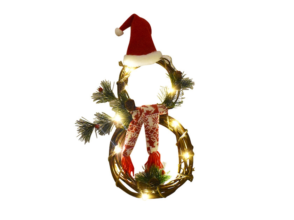 Coroa de Natal ZMDECQNA Iluminada Guirlanda Chapéu Formato Boneco Parede Branco
