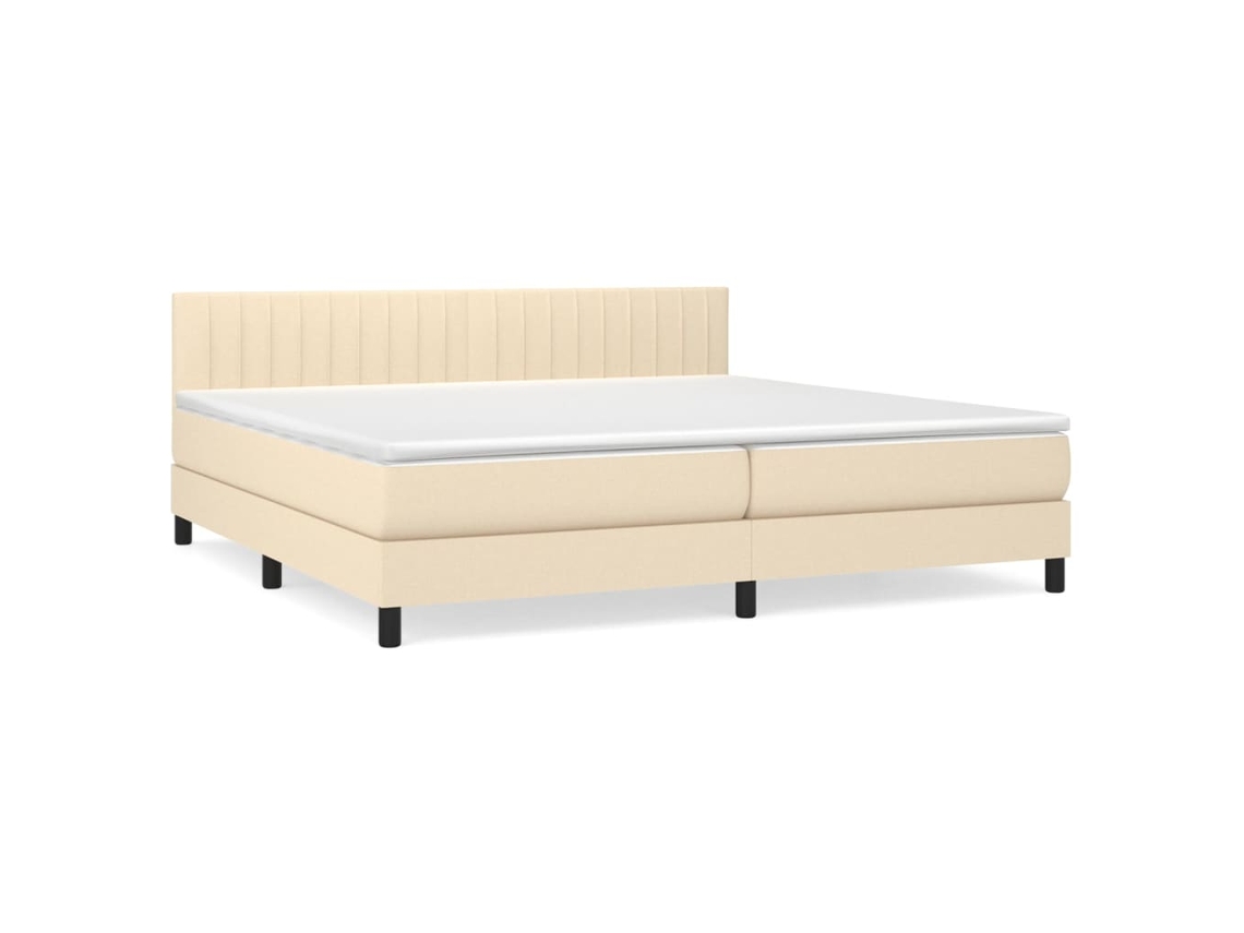 Cama com Molas/colchão 200x200 Cm Tecido Cor Creme MAISON EXCLUSIVE