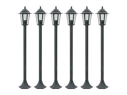 Postes de iluminação de jardim Vidaxl, 6 unidades, E27, 110cm, alumínio, verde escuro AQUAFORGE