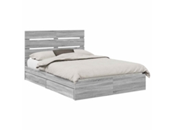 Cama com Armazenamento com Cabeceira Cinza Sonoma 150x200 cm MAISON EXCLUSIVE
