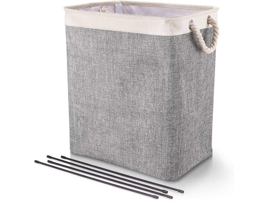 Cesto de roupa, com rodas, 100l, com tampa, alça de bambu, saco removível, bege BRILVIBERA