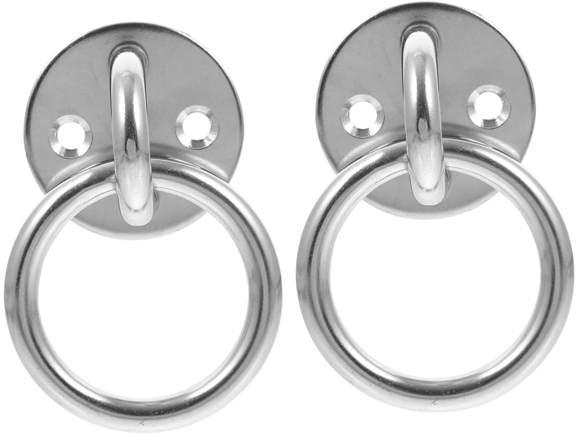 Conjunto De 2 Suportes Aço Inoxidável Para Teto E Parede Com Anéis Sus