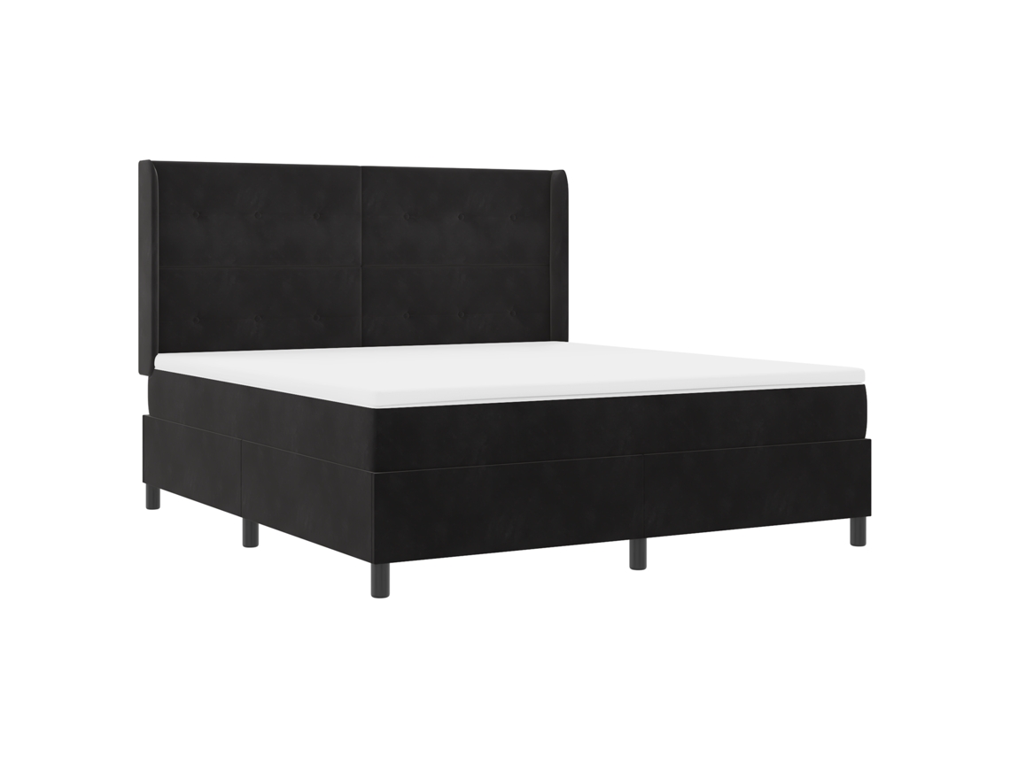 Conjunto 1 Cama Box Vidaxl Preto Veludo (180 X 200 Cm)