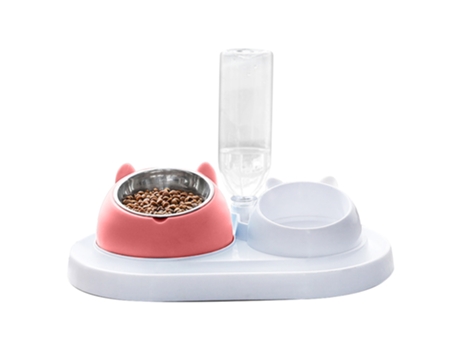 Conjunto de Tigelas Duplas para Cães e Gatos Comedouro com Dispenser Automático Removível KOFIHETY