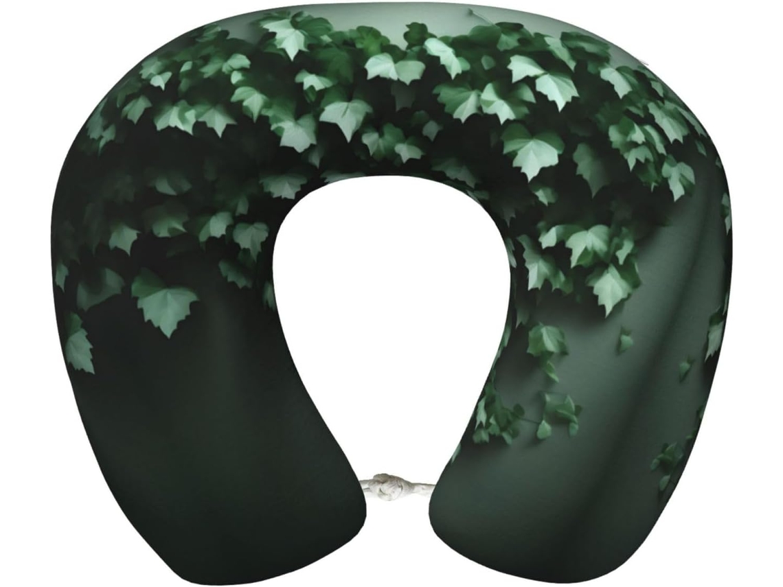 Travesseiro de Viag Green Creeper em Espuma Viscoelástica Suporte Confortável Formato U para Voos Longa