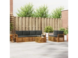 Vidaxl Conjunto De Sofás Para Exterior 7 Pcs Natural E Antracite