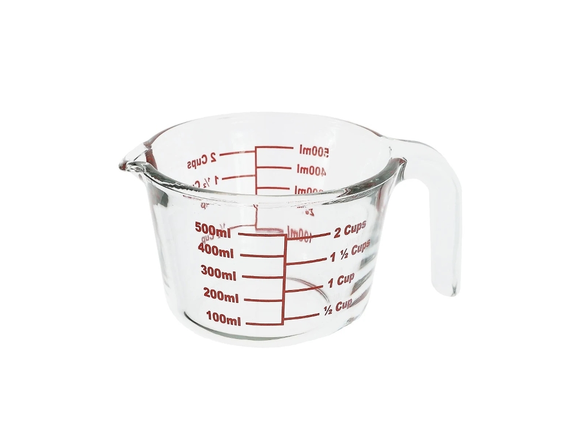 Caneca Graduada Resistente A Altas Temperaturas, Vidro Borossilicato, 0,5 Litros