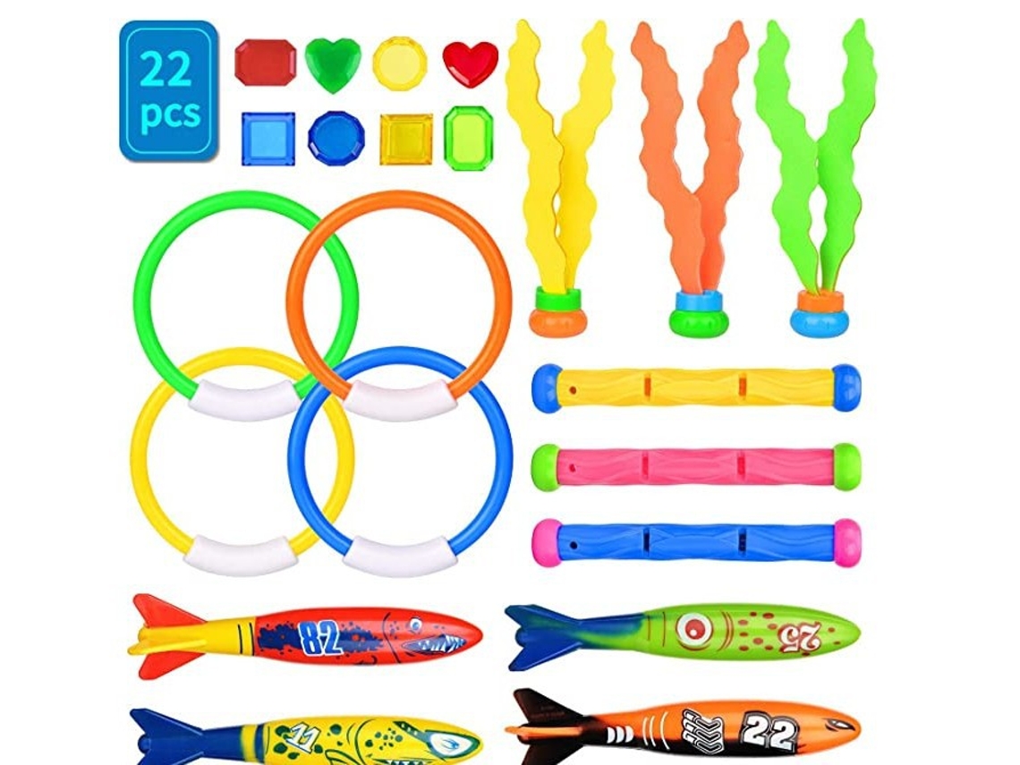 22 Peças de Brinquedos de Mergulho, Jogos para Piscina, Brinquedo de Mergulho AQUAFORGE