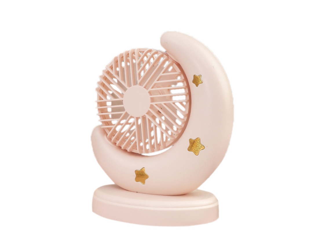 Ventilador Portátil Usb Recarregável 2 Velocidades Rosa Lua