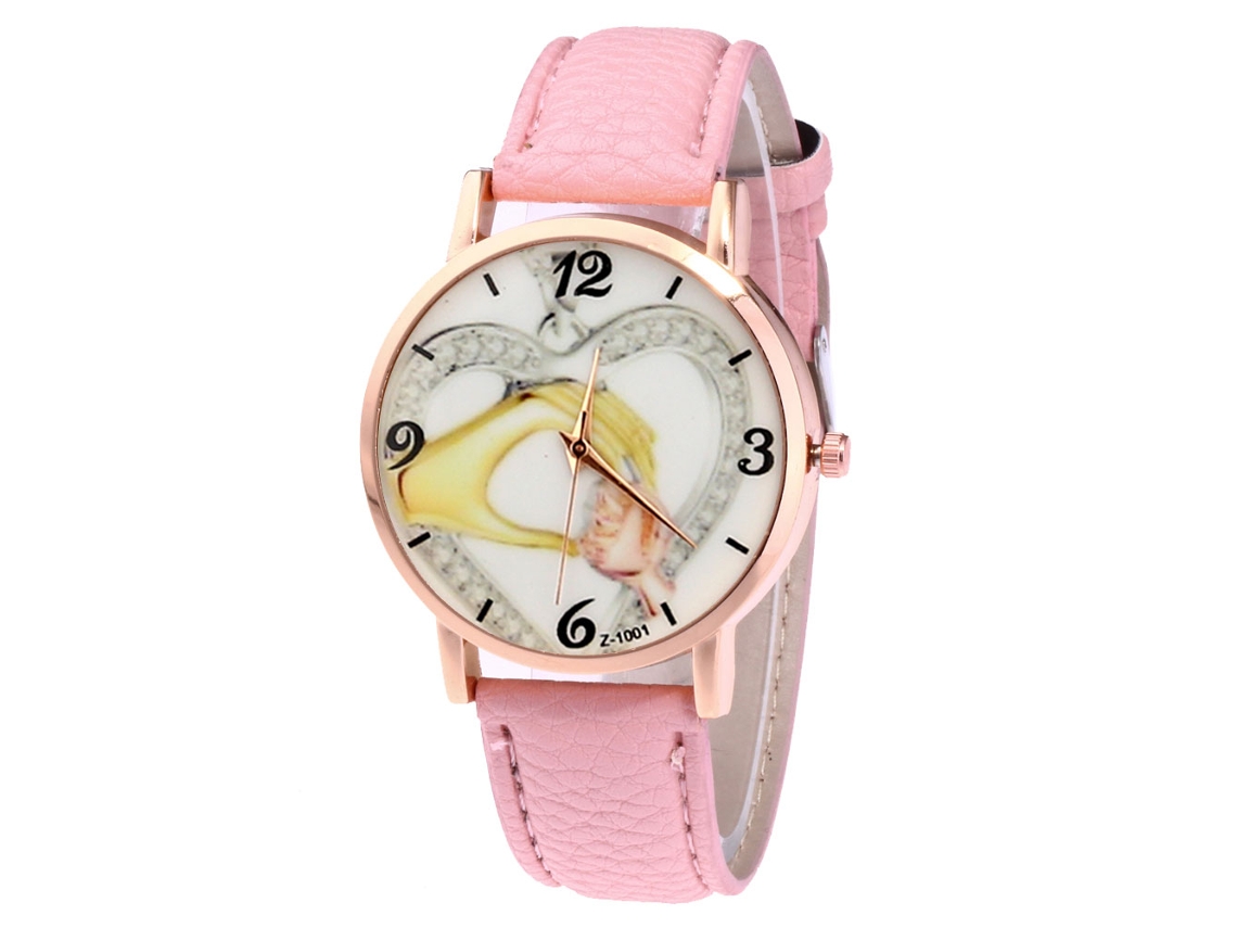 Relógio feminino analógico de quartzo com pulseira de PU Zhoulianfa Gift Jewelry (rosa)