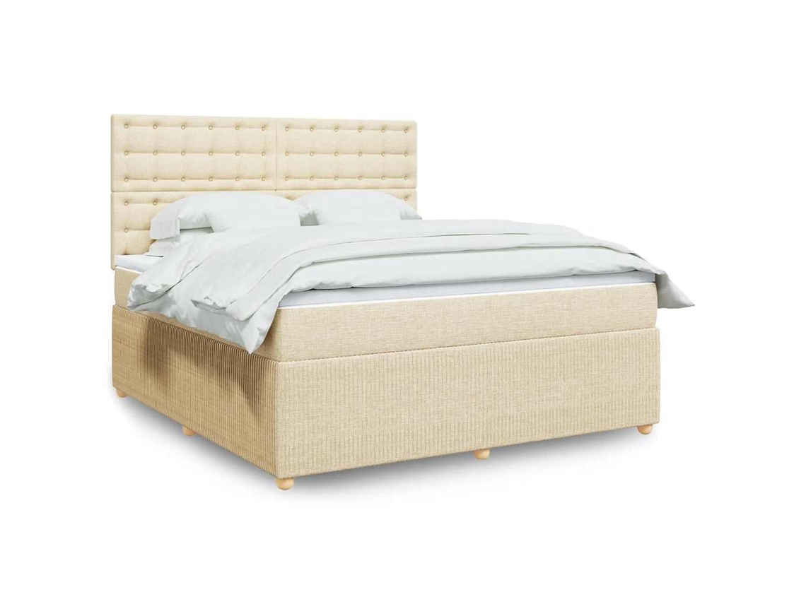 Vidaxl Cama com Molas/colchão 180x200 Cm Tecido Cor Creme