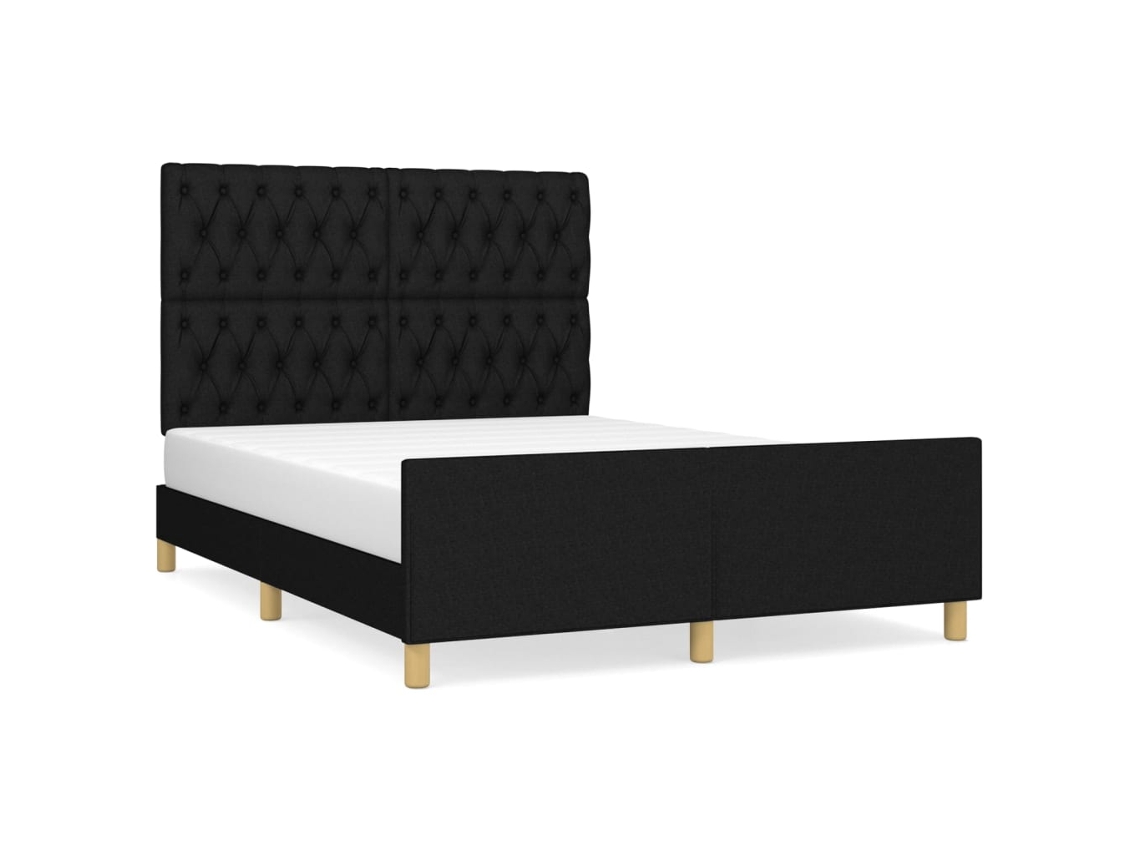 Bed Frame With Headboard, Bed Frames With Headboards Vidaxl Preto Tecido (140 X 190 Cm)