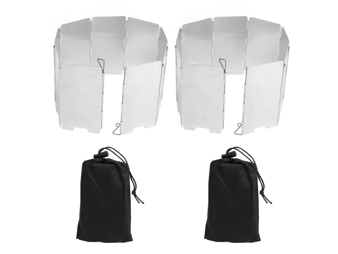 Paravento para Fogão de Camping Plegável Inox 2 Peças