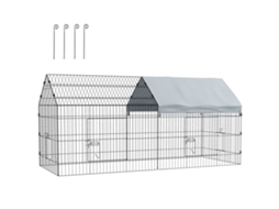 Gaiola Externa e Interna para Coelho com Toldo, Acabamento Prateado, Dimensões 220x85x103 Centímetros