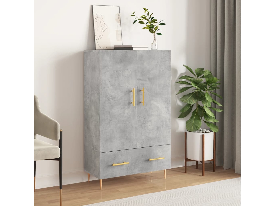 Vidaxl Aparador Alto 69,5x31x115 Cm Derivados De Madeira Cinza-cimento