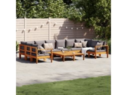 Vidaxl 8 Pcs Conjunto De Sofás De Jardim Com Almofadões Acácia Maciça