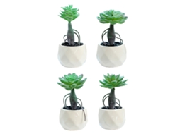 4 Peças de Vaso Diamante com Haste Suculentas Pequenos Ornamentos Criativos Flores Artificiais Plantas Verdes de Simulação RNEMITERY