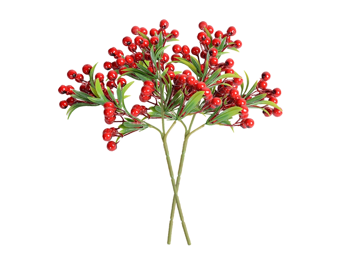 Flor Artificial Baga Red Berry para Decoração de Natal Ramos Festivos Diy 35cm S/MARCA