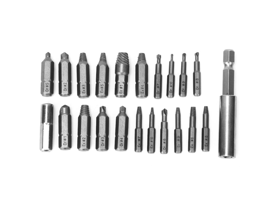 22pcs Extrator de Parafusos Aço CRV com Caixa de Ferro | S/MARCA