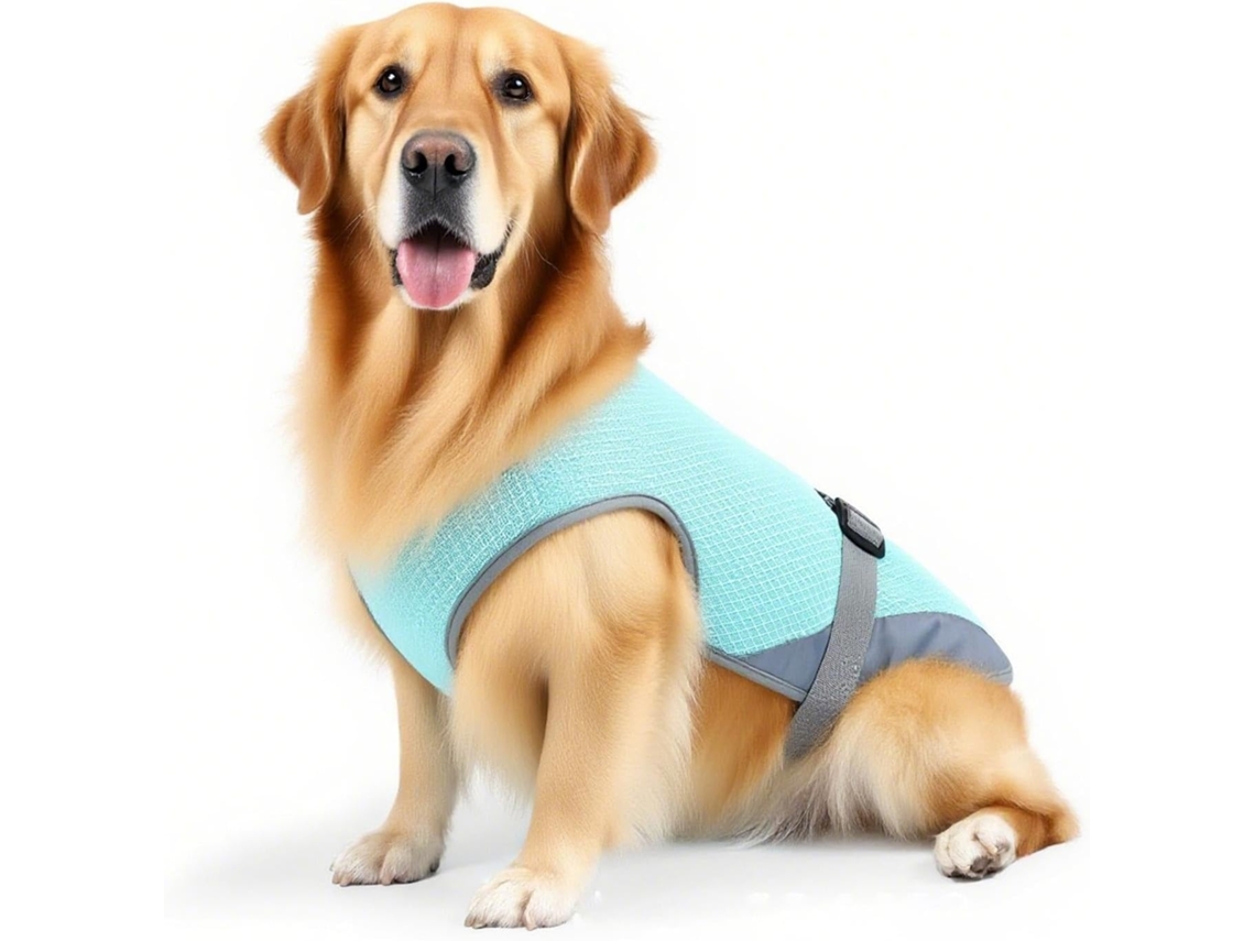 Colete Refrescante Cães, Proteção Uv, Ajustável E Respirável