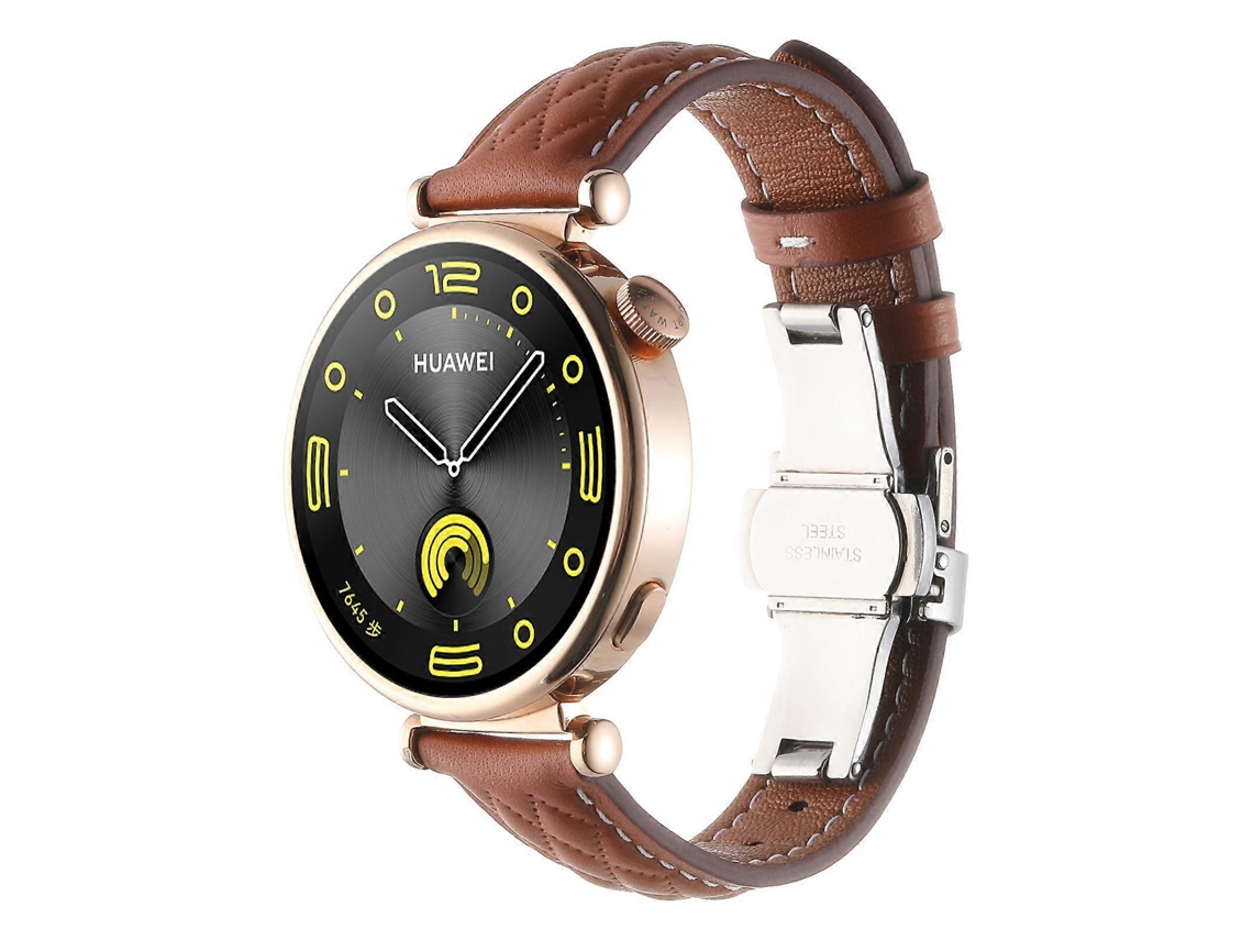 Pulseira De Couro Para Relógio Com Fecho Borboleta E Padrão De Diamante De 18 Mm